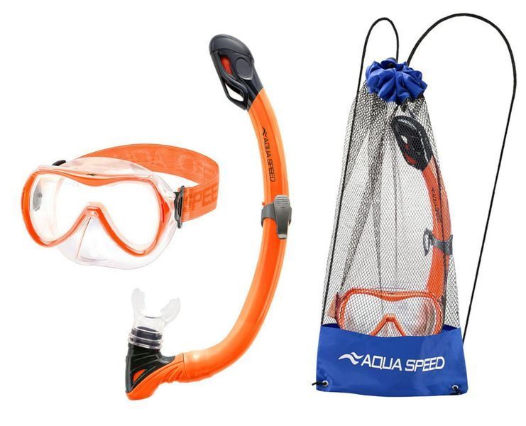Набір маска і трубка Aqua Speed ALIZE FS + SAMOS 61090 помаранчевий Уні OSFM 621-75 фото