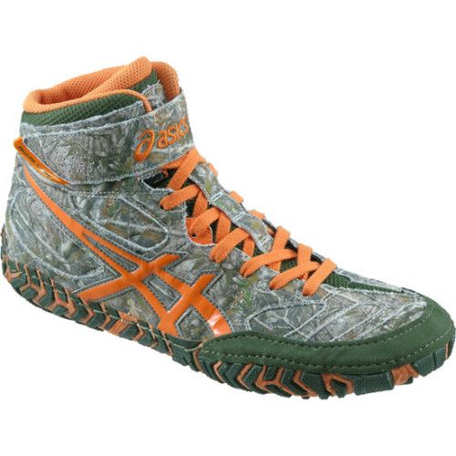 ASICS Aggressor 2 wrestling/boxing shoe size EUR37/US6/UK5/24cm Forest Green/Blaze Orange/Camo