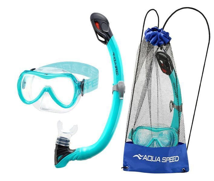 Набір маска і трубка Aqua Speed ALIZE FS + SAMOS 61091 бірюзовий Діт OSFM 621-04 фото