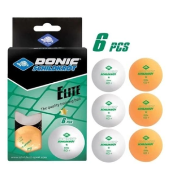 Balls Donic Elite 1zvezda 40+ plastic white 6 pcs white+orange