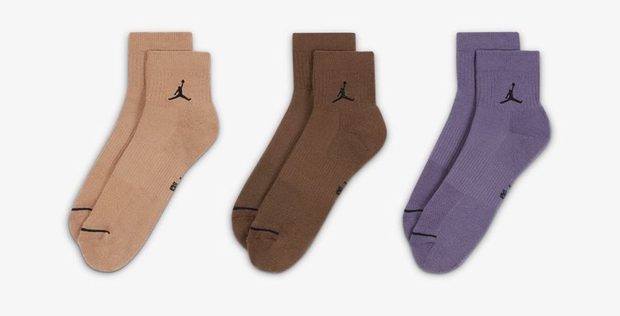 Шкарпетки Nike U J ED CUSH POLY ANKLE 3PR 144 бежевий, коричневий, фіолетовий Уні 38-42 DX9655-905 фото