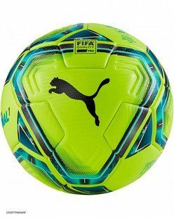 М'яч футбольний Puma team FINAL 21.1 FIFA Quality Pro Ball салатовий, чорний, синій Уні 5 083236-03 фото