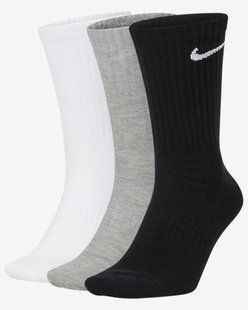 Шкарпетки Nike U NK EVERYDAY LTWT CREW 3PR чорний, білий, сірий Уні 46-50 SX7676-901 фото
