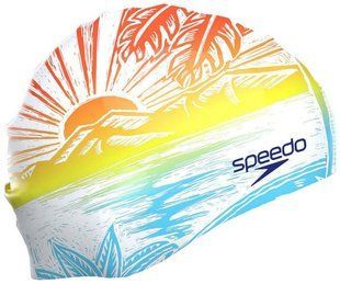 Шапка для плавання Speedo SLOGAN PRT CAP AU/AF/AM білий, синій, помаранчевий Уні One Size 8-0838517394 фото