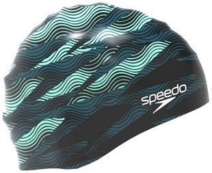 Шапка для плавання Speedo SLOGAN PRT CAP AU/AF/AM чорний, зелений Уні One Size 8-0838516009 фото