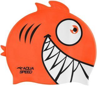 Шапка для плавання Aqua Speed ZOO Pirana 9702 піранья, помаранчевий Діт OSFM 246-75 фото
