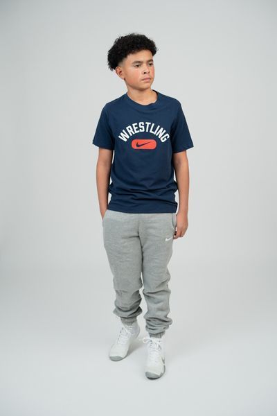 Nike Youth Wrestling Disc Dri-Fit Cotton Tee size YXL Navy (APS366-061)