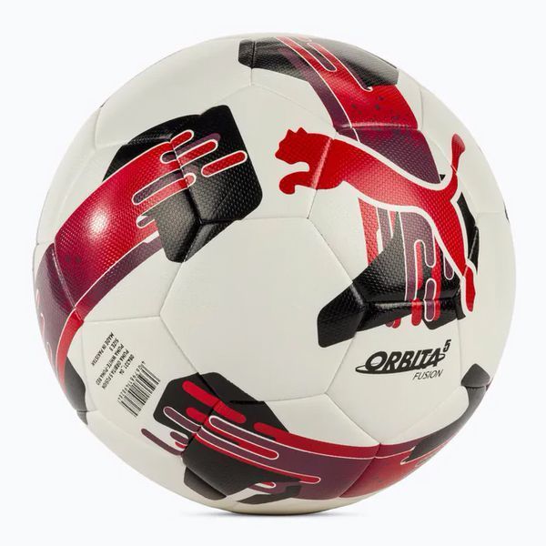 М'яч футбольний Puma Orbita 5 FUSION білий, чорний, червоний Уні 5 084331-04 фото