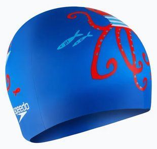 Шапка для плавання Speedo SLOGAN PRT CAP JU/JF/JM синій, червоний Діт OSFM 8-0838616718 фото